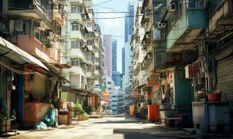 Daytime cityscape of Kowloon district. Created by AI photo