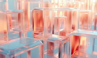 Futuristic glass cube structures depicting. Glassmorphism abstract design. Created by AI photo
