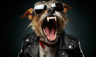 Stylish canine in punk attire. Created by AI photo