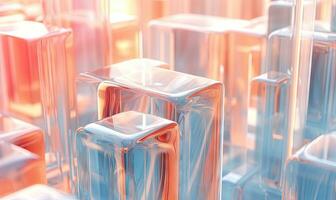 Futuristic glass cube structures depicting. Glassmorphism abstract design. Created by AI photo