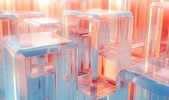 Futuristic glass cube structures depicting. Glassmorphism abstract design. Created by AI photo