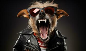 Stylish canine in punk attire. Created by AI photo