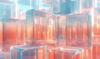 Futuristic glass cube structures depicting. Glassmorphism abstract design. Created by AI photo