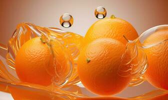 Translucent orange slice with water bubbles. Created by AI photo