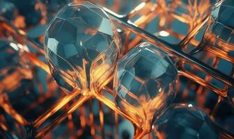 Close-up of a glass morphism effect with a soft glow. Created with generative AI tools photo