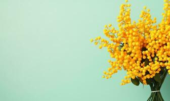 Vibrant bouquet of mimosa flowers. Created by AI photo