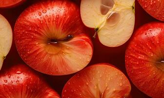 Close-up of fresh apple slices . Created by AI photo