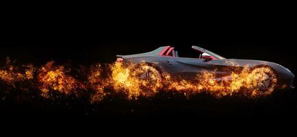 Cutting edge cabriolet sports car - on fire photo
