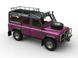 Dark pink metallic SUV off road vehicle - top down view photo