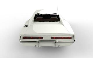 White retro muscle car - taillight view - isolated on white background. photo