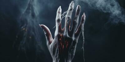 Decaying vampire hand, withered by daylight Created by AI photo