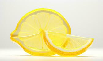 Lemon slice with a glassmorphism effect. Created by AI photo