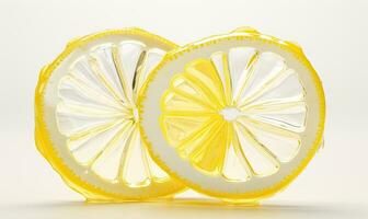 Lemon slice with a glassmorphism effect. Created by AI photo