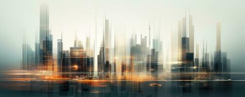 Blurred cityscape with high-rise buildings under construction. Created by AI photo