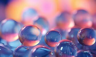 close-up composition of colorful glass bubbles. AI Generative photo