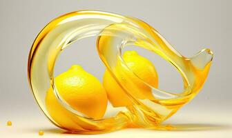 Lemon with a glass wave effect stands out. AI Generative photo