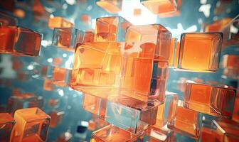Surreal display of translucent abstract cubes. AI Generative photo