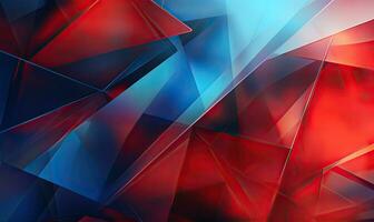 Striking abstract composition with triangular patterns in blue and red hues. AI Generative photo