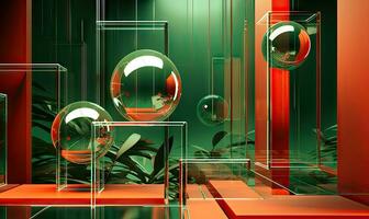 Modern space with glassmorphism elements. AI Generative photo