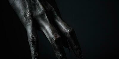 In the shadows, a witch's hands. AI Generative photo