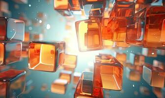 Surreal display of translucent abstract cubes. AI Generative photo