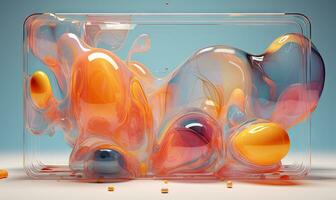 Vibrant 3D of swirling liquid in a glass vessel. AI Generative photo