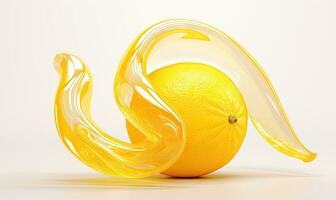 Lemon with a glass wave effect stands out. AI Generative photo