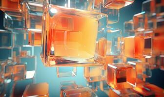 Surreal display of translucent abstract cubes. AI Generative photo