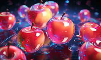 Abstract vibrant red apples with a glossy sheen. AI Generative photo