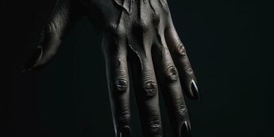 In the shadows, a witch's hands. AI Generative photo