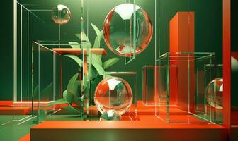 Modern space with glassmorphism elements. AI Generative photo