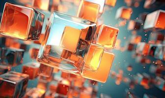Surreal display of translucent abstract cubes. AI Generative photo
