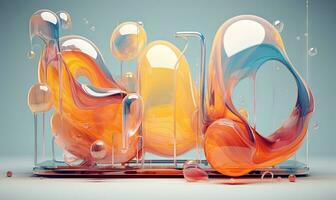 Vibrant 3D of swirling liquid in a glass vessel. AI Generative photo