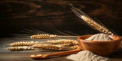 Close-up of wheat grains. AI Generative photo