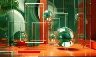 Modern space with glassmorphism elements. AI Generative photo