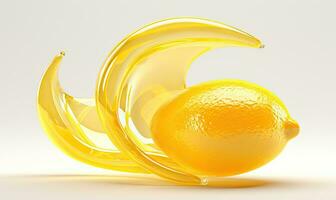 Lemon with a glass wave effect stands out. AI Generative photo