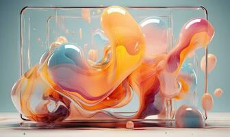 Vibrant 3D of swirling liquid in a glass vessel. AI Generative photo