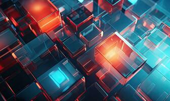 Glass morphism-inspired abstract geometric background. AI Generative photo