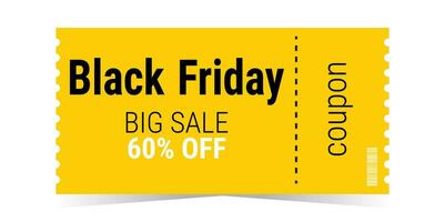 Black Friday sale ticket coupon template layout. vector