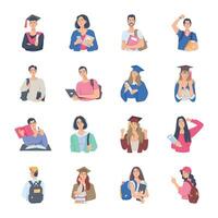 Pack of College Characters Flat Illustration vector