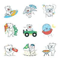 Bundle of Outdoor Bears Flat Stickers vector