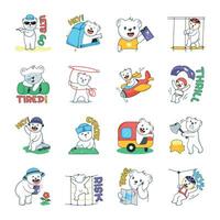 Collection of Adventure Teddy Flat Stickers vector