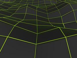 Abstract low poly environment with bright green lines photo