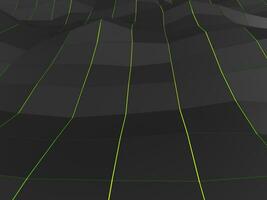 Dark low poly wave background with green lines photo