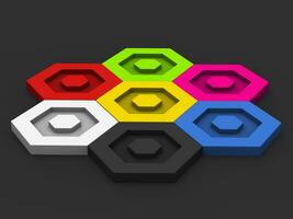 Colorful hexagon shapes creating a bigger pattern photo