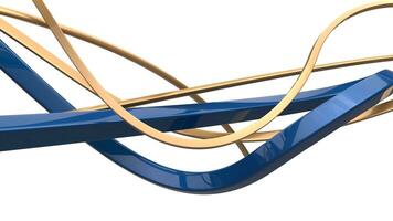 Abstract gold and blue 3D shapes and flows photo