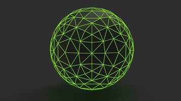 Abstract black low poly green neon glowing sphere photo