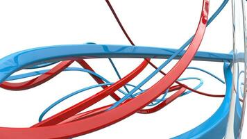 Red and blue abstract flowing shapes photo