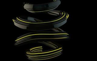 Abstract flows and spiral forms with yellow glowing stripes photo