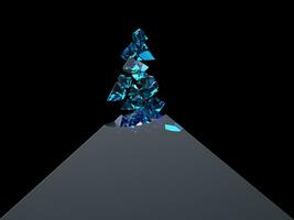 Saphire blue fragments floating of the black pyramid photo